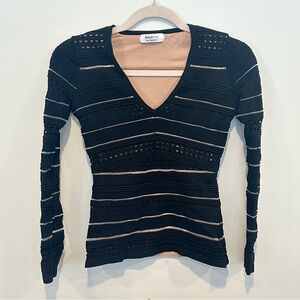 Bailey 44 Black and Tan Knit Top